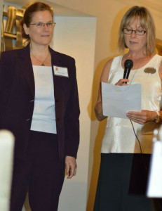 Kathy gets special recognition at Women of Excellence on July 15, 2014.